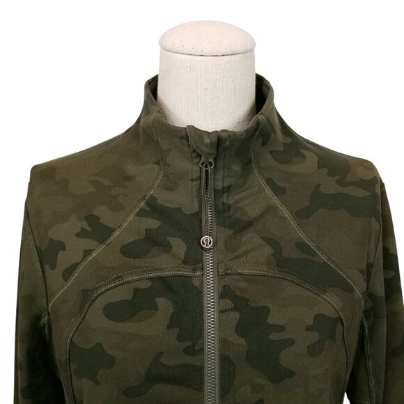 Lululemon Forme Jacket Cuffins Savasana Camo 20cm Fatigue Green Sz 10 - Picture 2 of 10